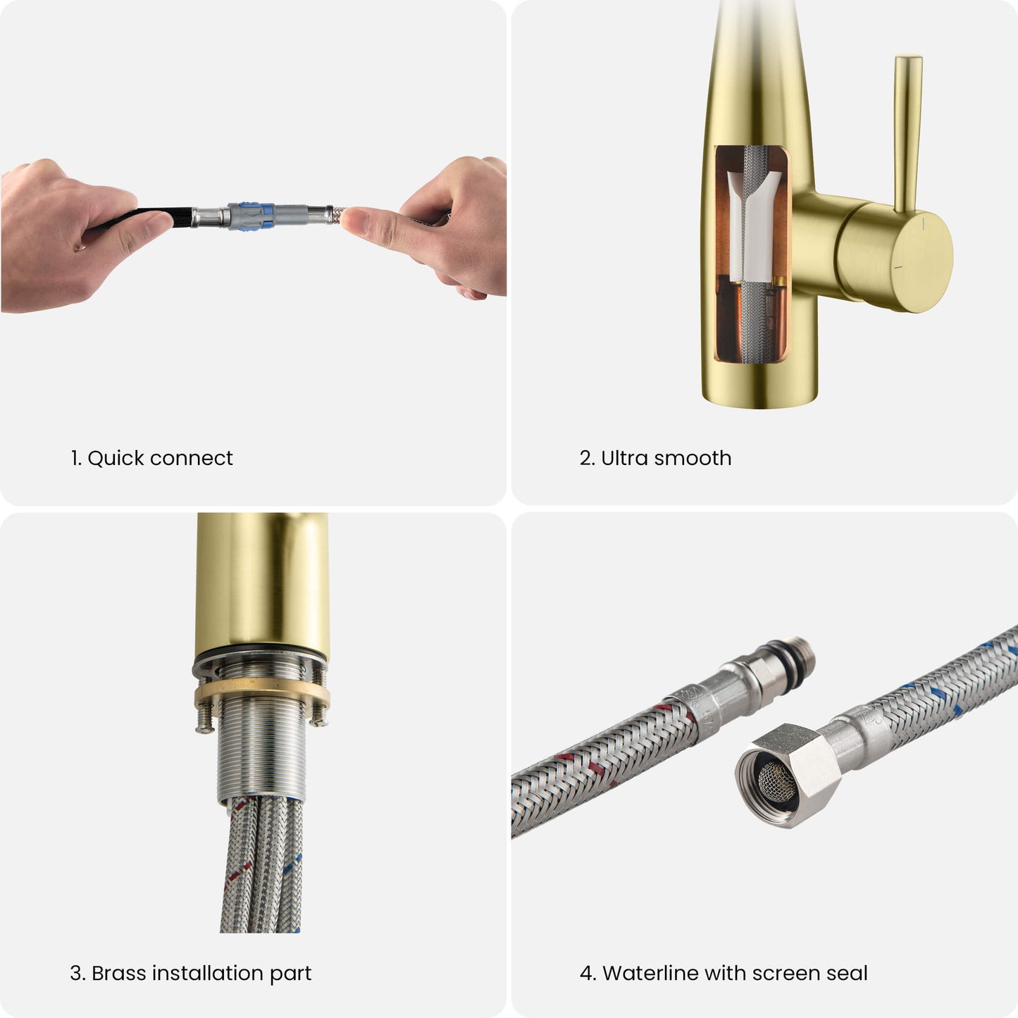 Kibi Bari Single Handle Pull Down Kitchen and Bar Sink Faucet in Brushed Gold Finish - KKF2015BG