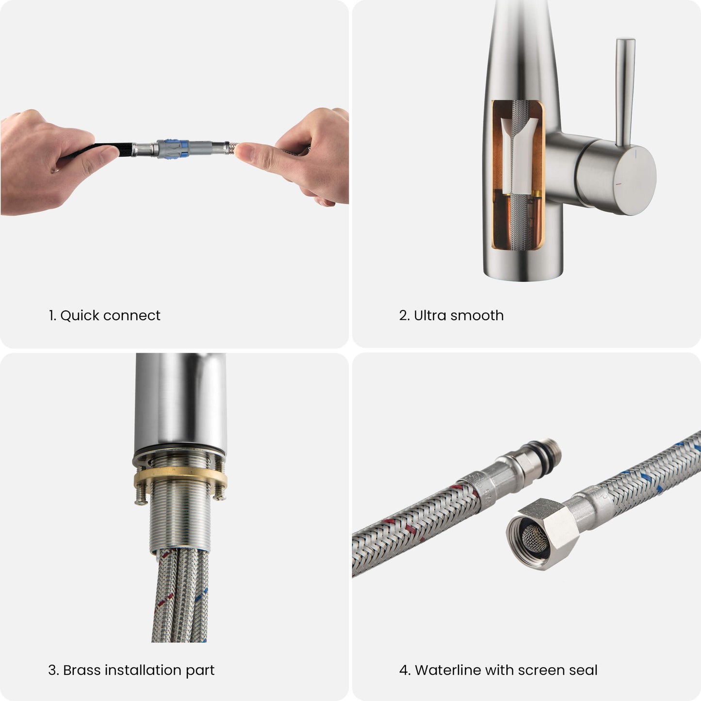 Kibi Bari Single Handle Pull Down Kitchen and Bar Sink Faucet in Brushed Nickel Finish - KKF2015BN