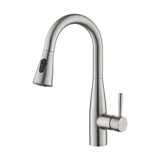 Kibi Bari Single Handle Pull Down Kitchen and Bar Sink Faucet in Brushed Nickel Finish - KKF2015BN