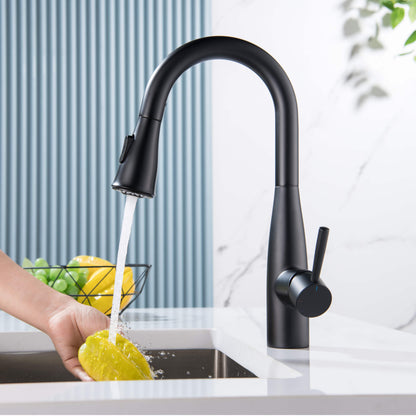Kibi Bari Single Handle Pull Down Kitchen and Bar Sink Faucet in Matte Black Finish - KKF2015MB