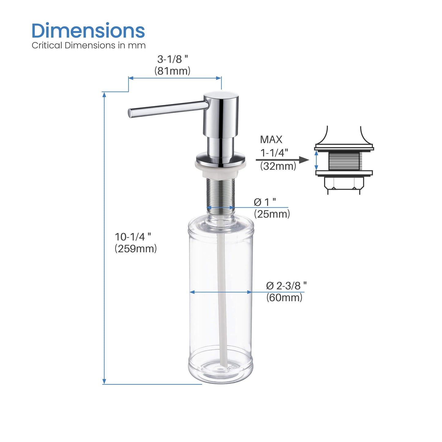Kibi Bari-T Single Handle Pull Down Kitchen Sink Faucet With Soap Dispenser in Chrome Finish - C-KKF2016CH-KSD100CH