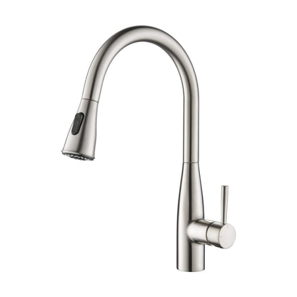 Kibi Bari-T Single Handle Pull Down Kitchen Sink Faucet in Brushed Nickel Finish - KKF2016BN