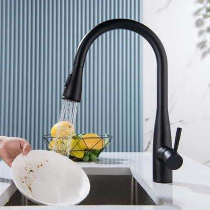 Kibi Bari-T Single Handle Pull Down Kitchen Sink Faucet in Matte Black Finish - KKF2016MB