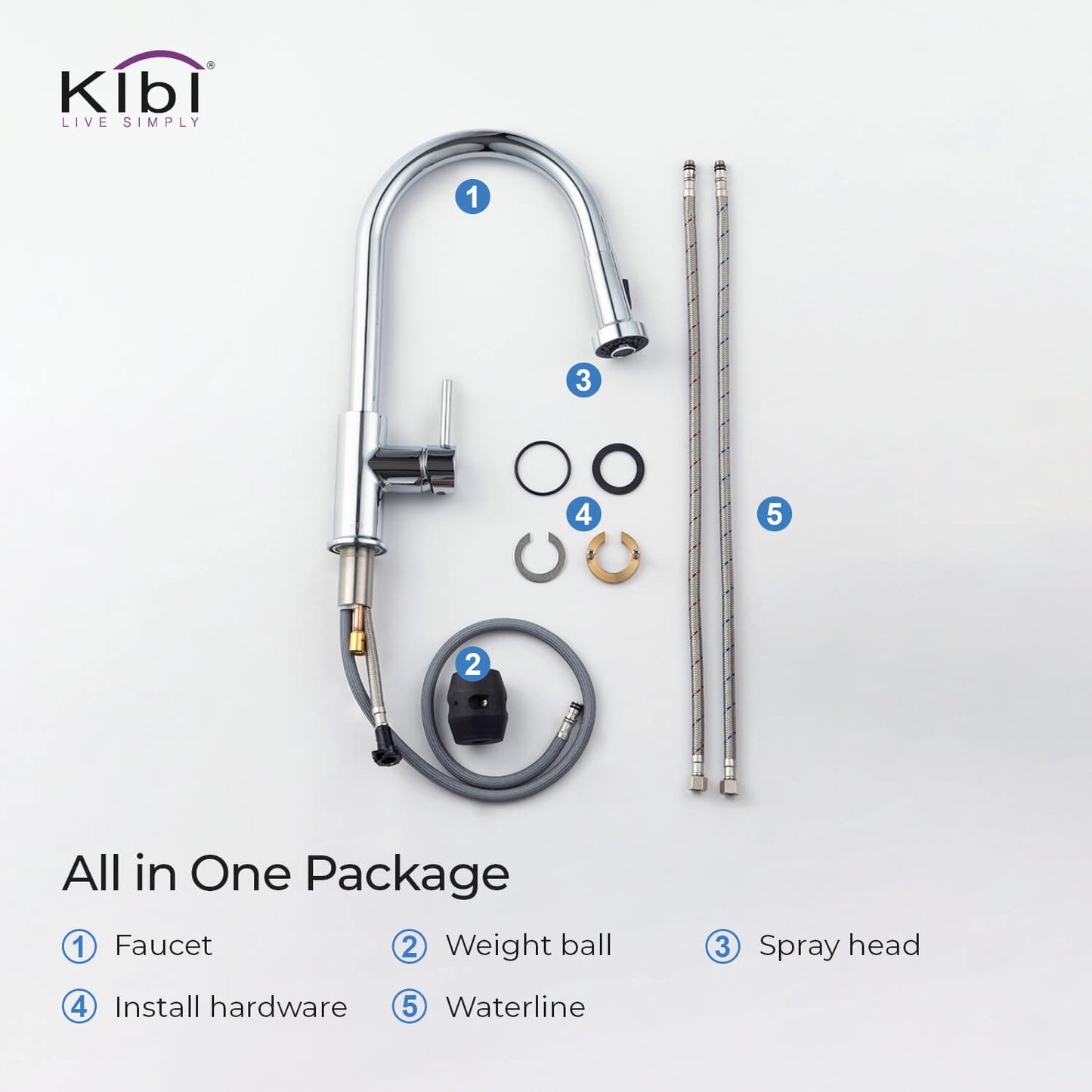 Kibi Casa Single Handle High Arc Pull Down Kitchen Faucet in Chrome Finish - KKF2002CH