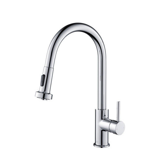 Kibi Casa Single Handle High Arc Pull Down Kitchen Faucet in Chrome Finish - KKF2002CH