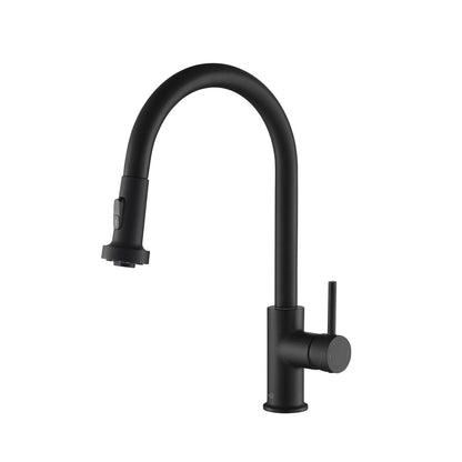 Kibi Casa Single Handle High Arc Pull Down Kitchen Faucet in Matte Black Finish - KKF2002MB