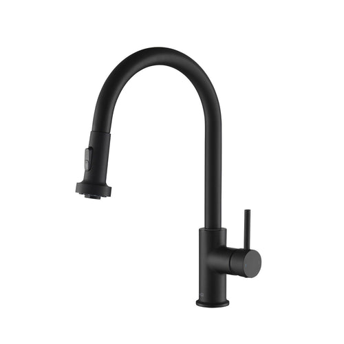Kibi Casa Single Handle High Arc Pull Down Kitchen Faucet in Matte Black Finish - KKF2002MB