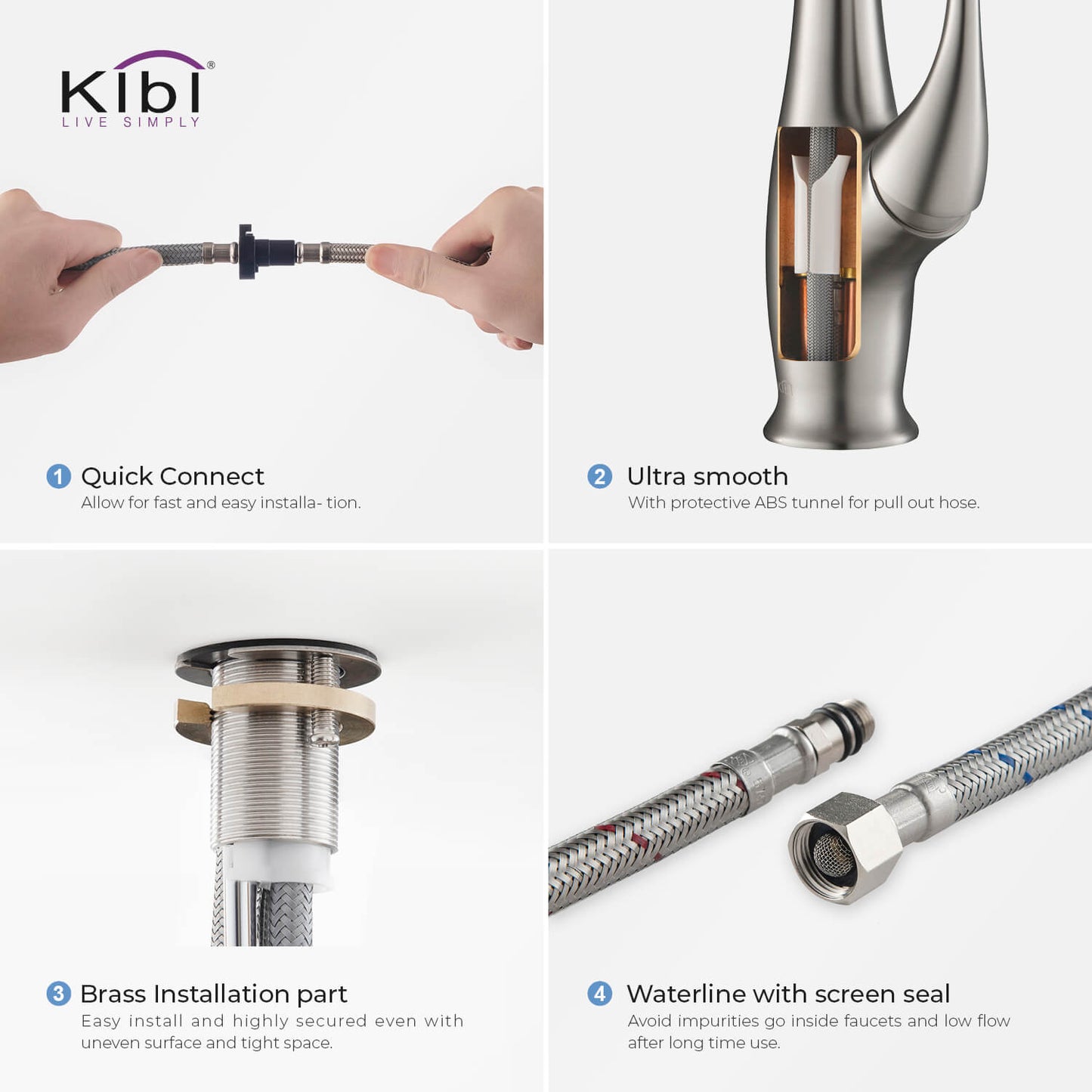 Kibi Cedar Single Handle High Arc Pull Down Kitchen Faucet in Brushed Nickel Finish - KKF2010BN