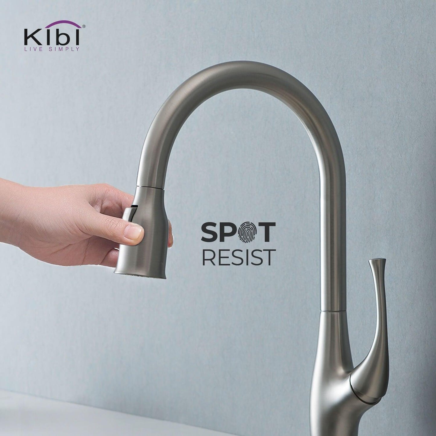 Kibi Cedar Single Handle High Arc Pull Down Kitchen Faucet in Brushed Nickel Finish - KKF2010BN