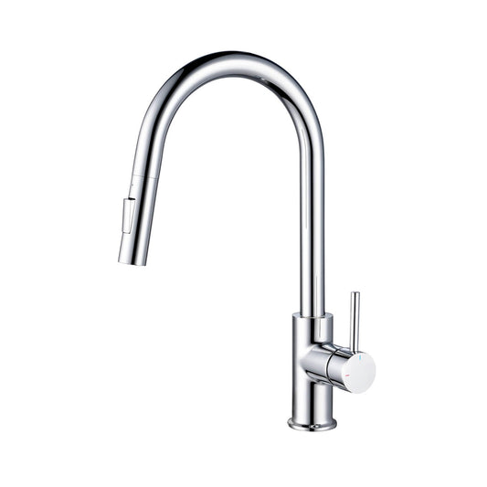 Kibi Circular Single Handle Pull Down Kitchen Faucet in Chrome Finish - KKF2013CH
