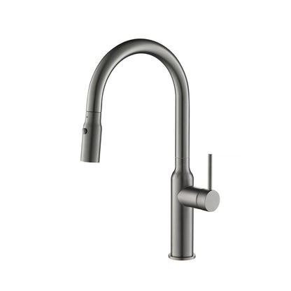 Kibi Hilo Single Handle High Arc Pull Down Kitchen Faucet in Brushed Nickel Finish - KKF2008BN