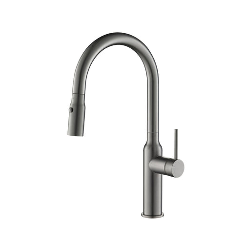 Kibi Hilo Single Handle High Arc Pull Down Kitchen Faucet in Brushed Nickel Finish - KKF2008BN