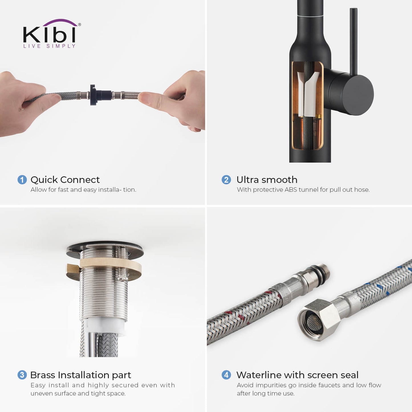 Kibi Hilo Single Handle High Arc Pull Down Kitchen Faucet in Matte Black Finish - KKF2008MB