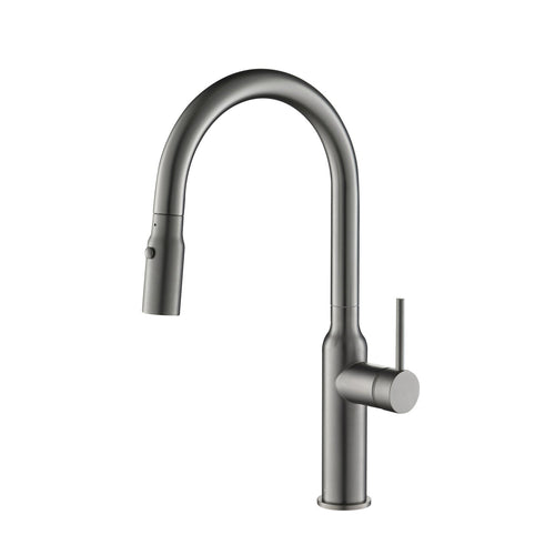 Kibi Hilo Single Handle High Arc Pull Down Kitchen Faucet in Titanium Finish - KKF2008TT