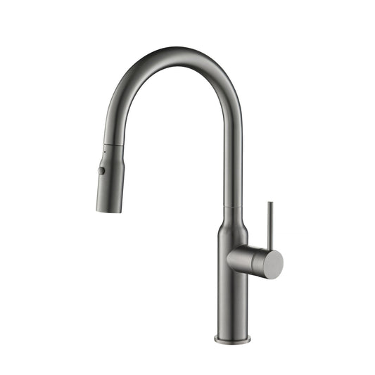 Kibi Hilo Single Handle High Arc Pull Down Kitchen Faucet in Titanium Finish - KKF2008TT