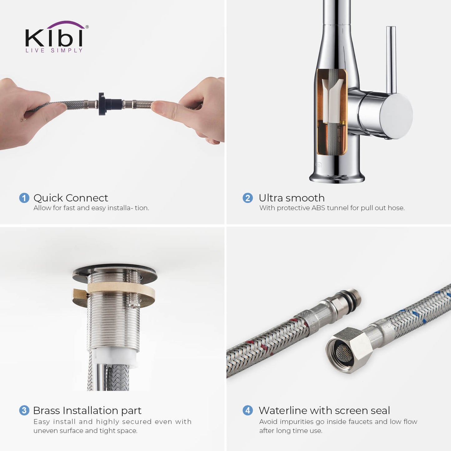 Kibi Largo Single Handle Pull Down Kitchen Faucet With Soap Dispenser in Chrome Finish - C-KKF2006CH-KSD100CH