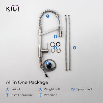 Kibi Largo Single Handle Pull Down Kitchen Faucet in Brushed Nickel Finish - KKF2006BN