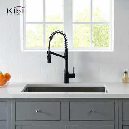 Kibi Largo Single Handle Pull Down Kitchen Faucet in Matte Black Finish - KKF2006MB