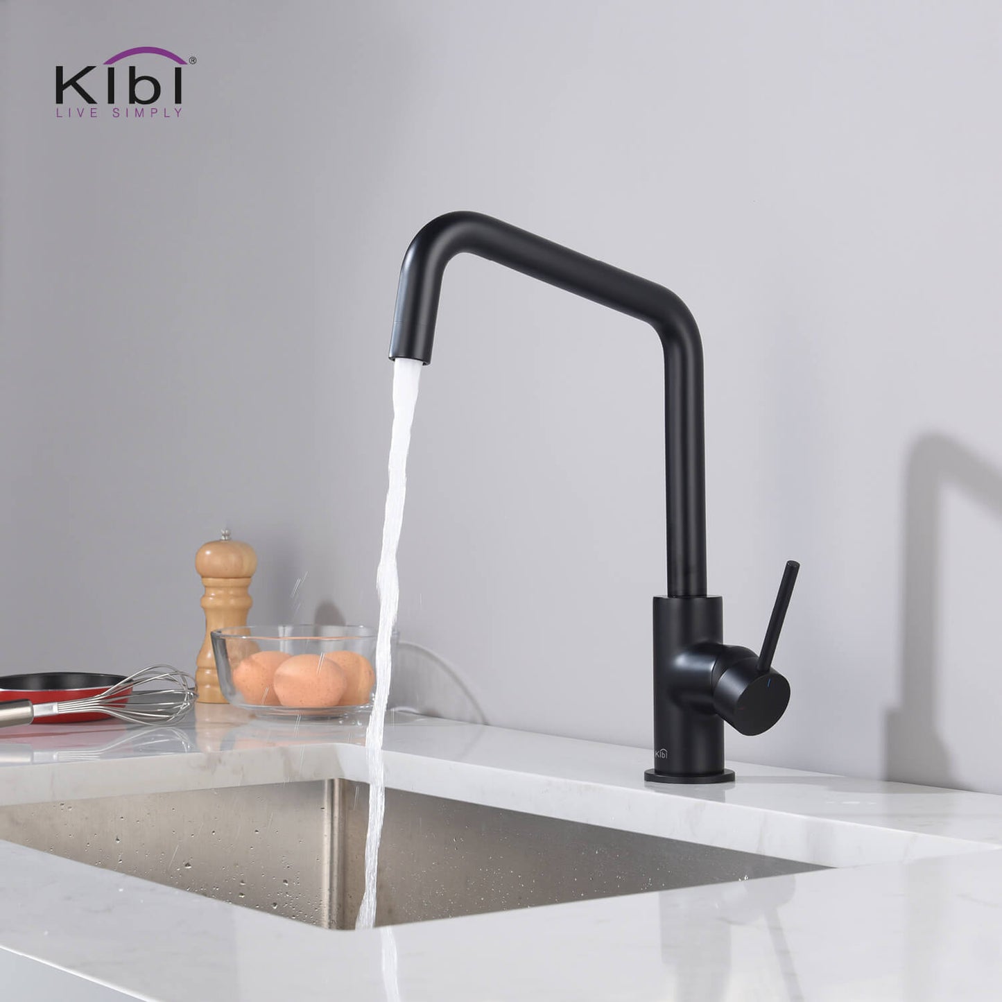 Kibi Macon Single Handle High Arc Kitchen Bar Sink Faucet With Soap Dispenser in Matte Black Finish - C-KKF2012MB-KSD100MB