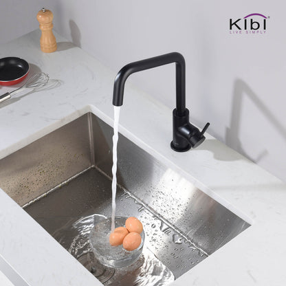 Kibi Macon Single Handle High Arc Kitchen Bar Sink Faucet With Soap Dispenser in Matte Black Finish - C-KKF2012MB-KSD100MB