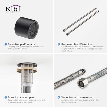 Kibi Macon Single Handle High Arc Kitchen Bar Sink Faucet With Soap Dispenser in Matte Black Finish - C-KKF2012MB-KSD100MB