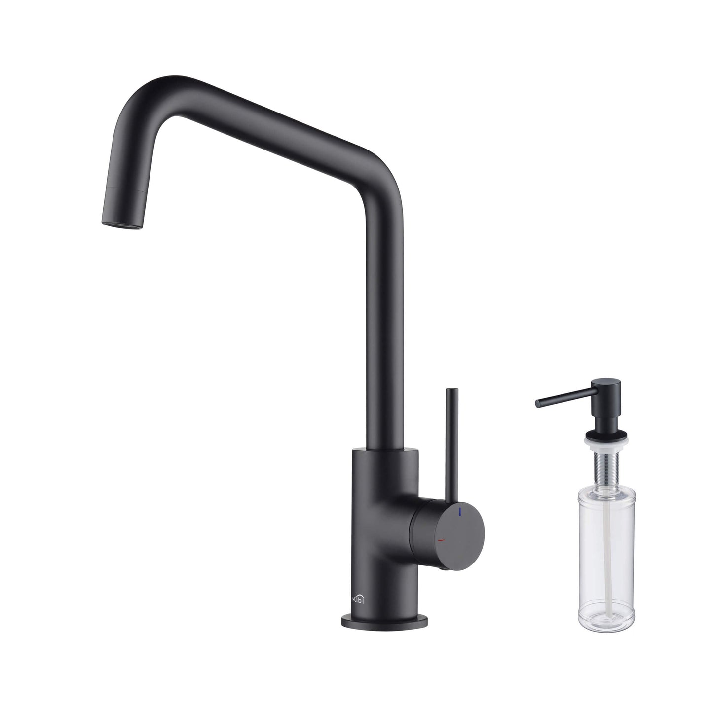 Kibi Macon Single Handle High Arc Kitchen Bar Sink Faucet With Soap Dispenser in Matte Black Finish - C-KKF2012MB-KSD100MB