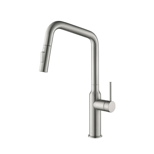 Kibi Macon Single Handle High Arc Pull Down Kitchen Faucet in Brushed Nickel Finish - KKF2007BN