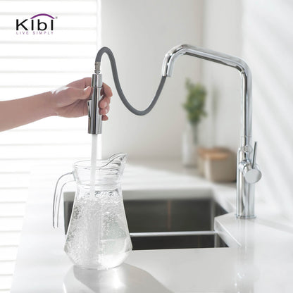 Kibi Macon Single Handle High Arc Pull Down Kitchen Faucet in Chrome Finish - KKF2007CH