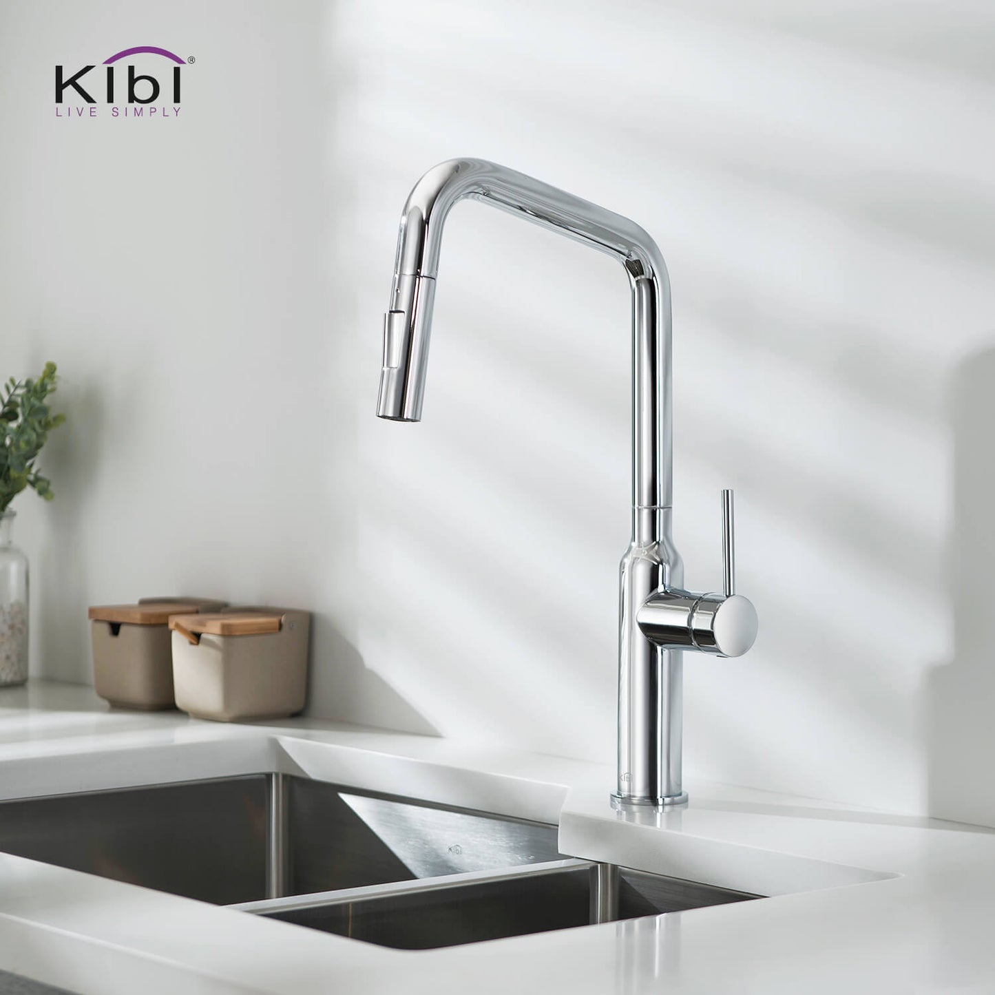 Kibi Macon Single Handle High Arc Pull Down Kitchen Faucet in Chrome Finish - KKF2007CH