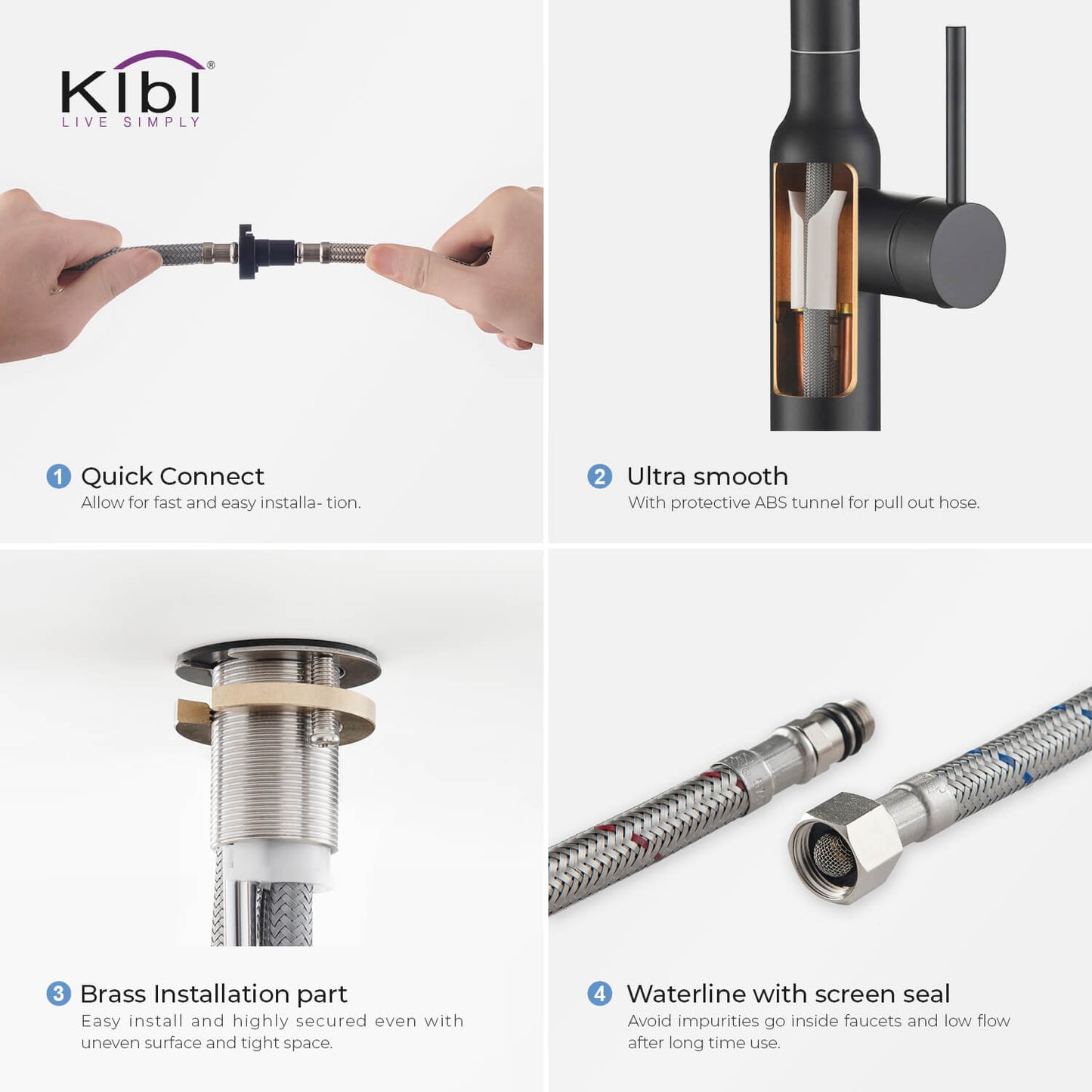 Kibi Macon Single Handle High Arc Pull Down Kitchen Faucet in Matte Black Finish - KKF2007MB