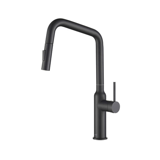 Kibi Macon Single Handle High Arc Pull Down Kitchen Faucet in Matte Black Finish - KKF2007MB