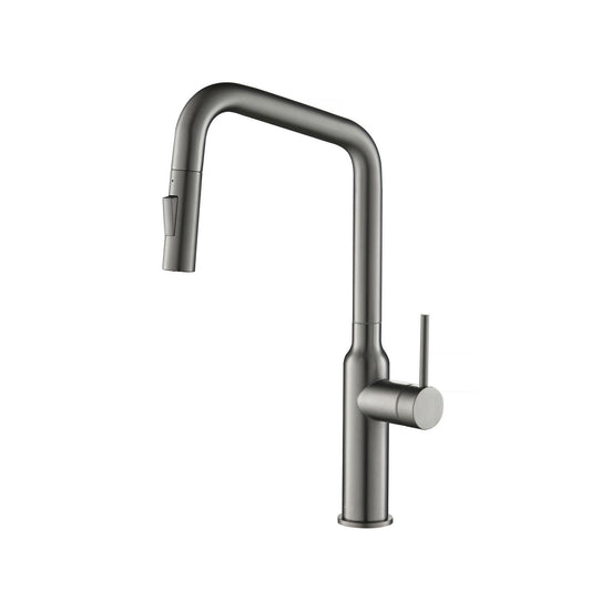 Kibi Macon Single Handle High Arc Pull Down Kitchen Faucet in Titanium Finish - KKF2007TT