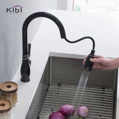 Kibi Summit Single Handle High Arc Pull Down Kitchen Faucet in Oil Rubbed Bronze Finish - KKF2009ORB