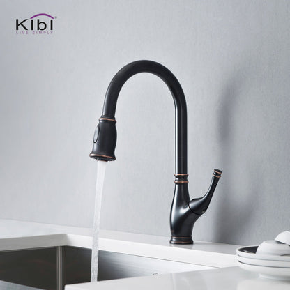 Kibi Summit Single Handle High Arc Pull Down Kitchen Faucet in Oil Rubbed Bronze Finish - KKF2009ORB