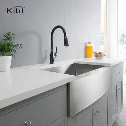 Kibi Summit Single Handle High Arc Pull Down Kitchen Faucet in Oil Rubbed Bronze Finish - KKF2009ORB