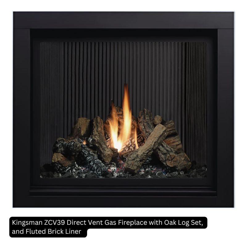 Kingsman ZCV39 39" Zero Clearance Clean View Direct Vent Gas Fireplace | Tempered Glass
