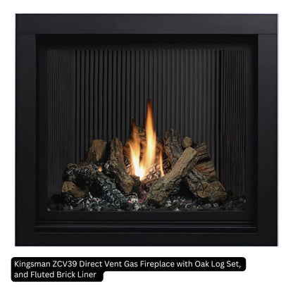 Kingsman ZCV39 39" Zero Clearance Clean View Direct Vent Gas Fireplace | Tempered Glass