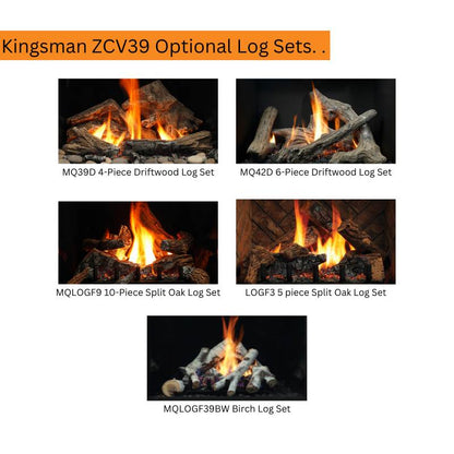 Kingsman ZCV39 39" Zero Clearance Clean View Direct Vent Gas Fireplace | Tempered Glass