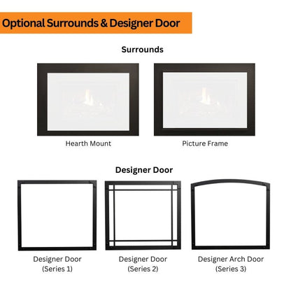 Kingsman ZCV39 39" Zero Clearance Clean View Direct Vent Gas Fireplace | Tempered Glass