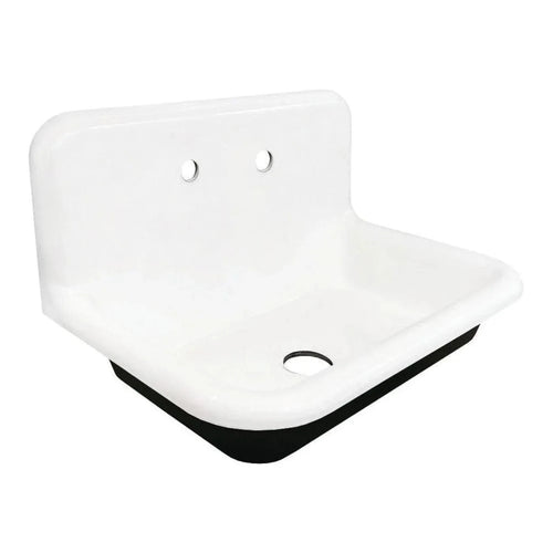 Kingston Brass 30 in. Cast Iron Single Bowl Wall Mount Sink with Backsplash in White - GCLWS302019