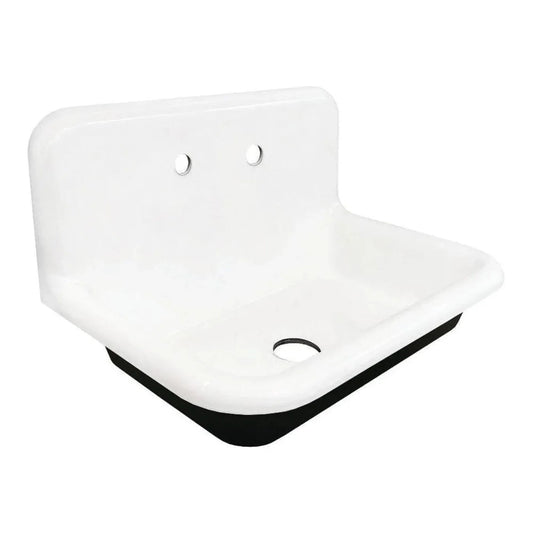 Kingston Brass 30 in. Cast Iron Single Bowl Wall Mount Sink with Backsplash in White - GCLWS302019