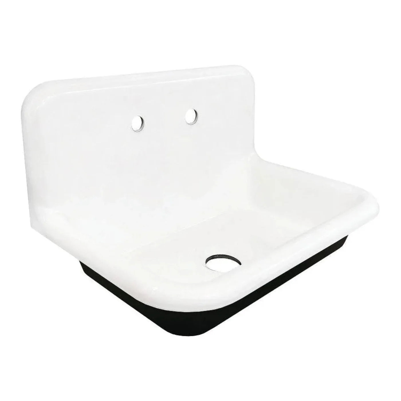 Kingston Brass 30 in. Cast Iron Single Bowl Wall Mount Sink with Backsplash in White - GCLWS302019