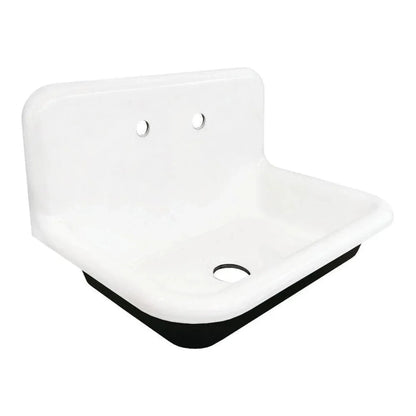 Kingston Brass 30 in. Cast Iron Single Bowl Wall Mount Sink with Backsplash in White - GCLWS302019