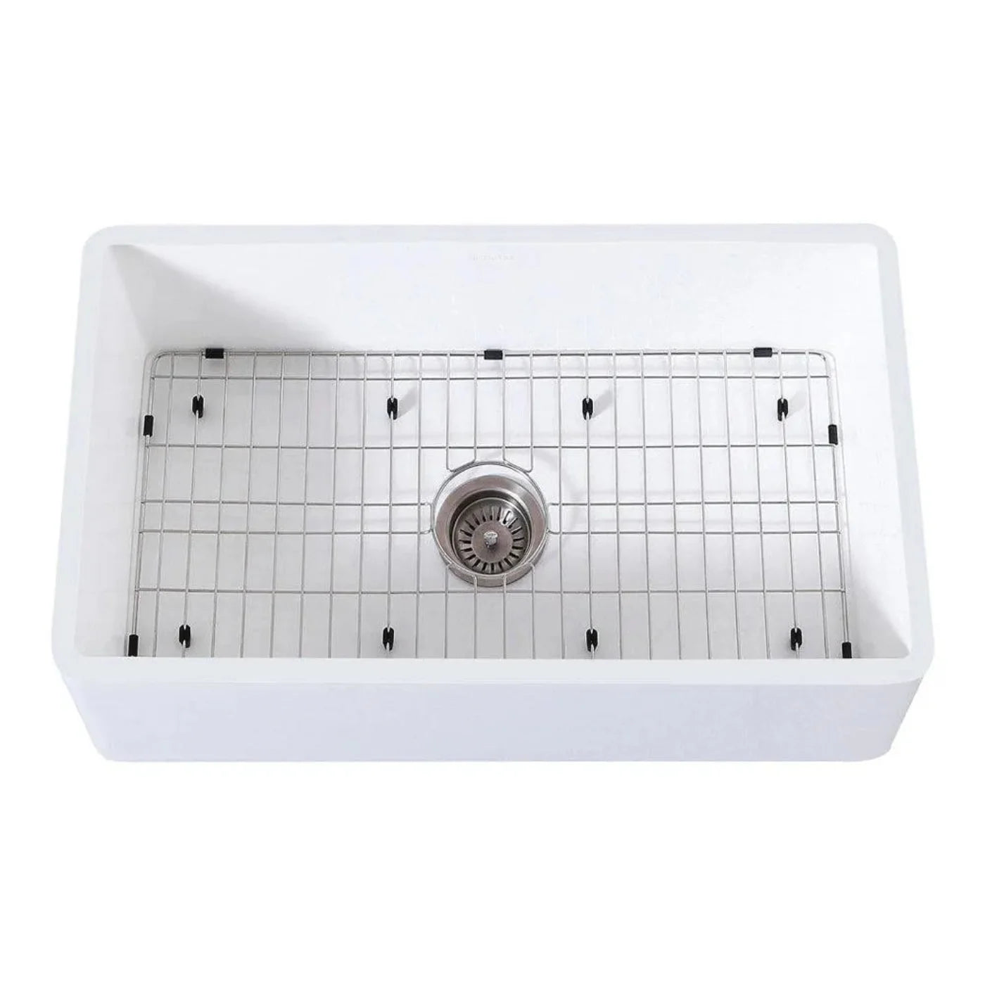 Kingston Brass 33 in. Farmhouse Apron Front Kitchen Sink with Strainer and Grid in Matte White - KGKFA331810BC