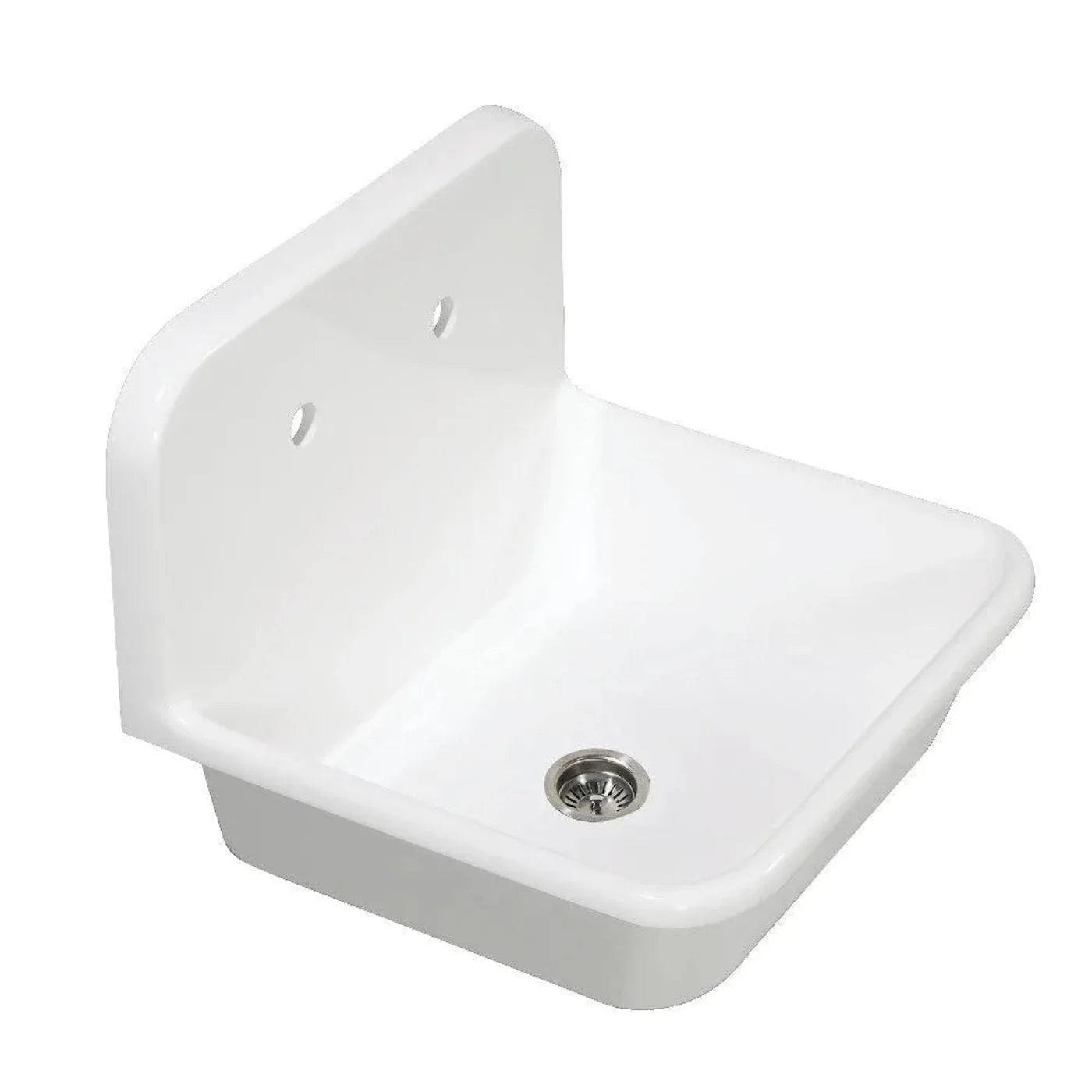Kingston Brass Arcticstone 24 in. Solid Surface White Stone Single Bowl Top-Mount Kitchen Sink with Backsplash and Strainer in Matte White - GKTA242119