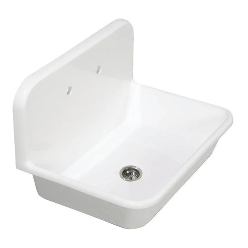 Kingston Brass Arcticstone 30 in. Solid Surface Farmhouse Kitchen Sink with Backsplash in Matte White (GKTA302119)