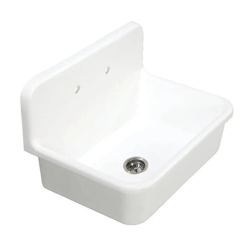 Kingston Brass Arcticstone 30 in. Solid Surface Top-Mount Kitchen Sink with Backsplash in Matte White - GKTA3020198