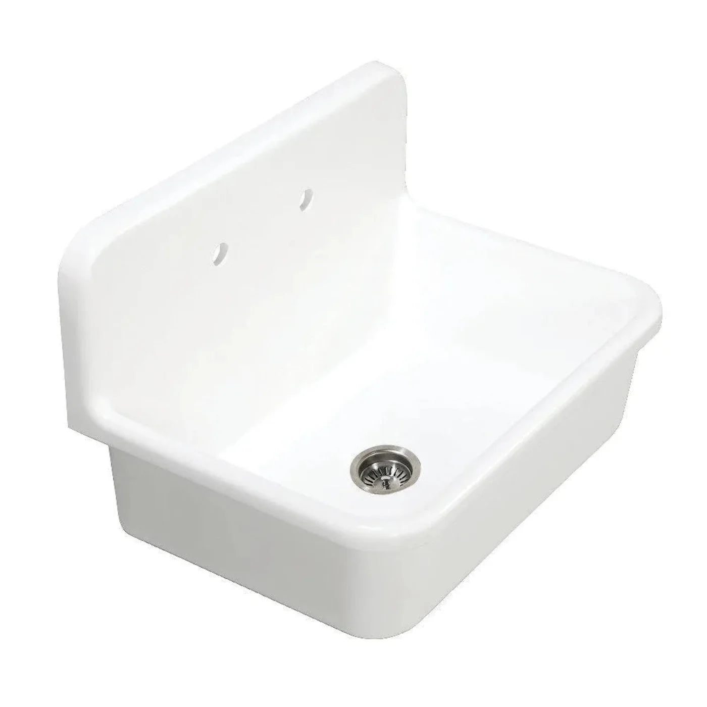 Kingston Brass Arcticstone 30 in. Solid Surface Top-Mount Kitchen Sink with Backsplash in Matte White - GKTA3020198