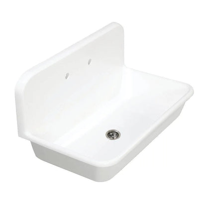 Kingston Brass Arcticstone 36 in. Solid Surface Farmhouse Kitchen Sink with Backsplash in Matte White (GKTA362119)