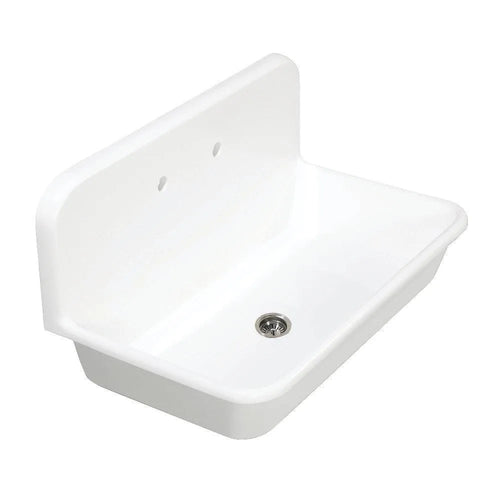 Kingston Brass Arcticstone 36 in. Solid Surface Farmhouse Kitchen Sink with Backsplash in Matte White (GKTA362119)